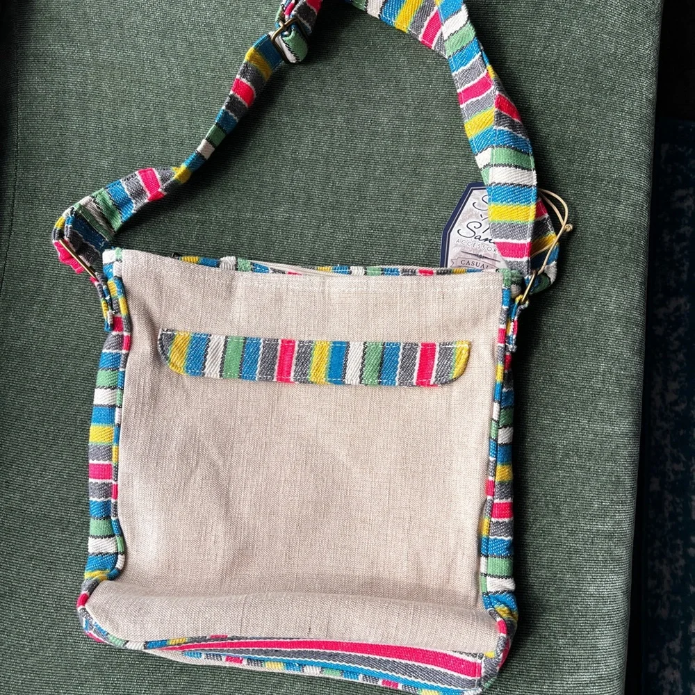 NWT Embroidered Turtle Crossbody Bag with Colorful Strap